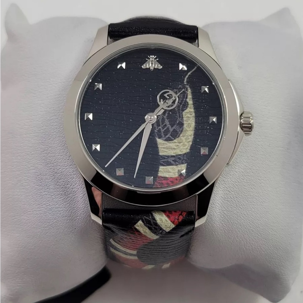 Gucci G-Timeless Le Marche Des Merveilles Leather Strap Men's Watch YA1264007